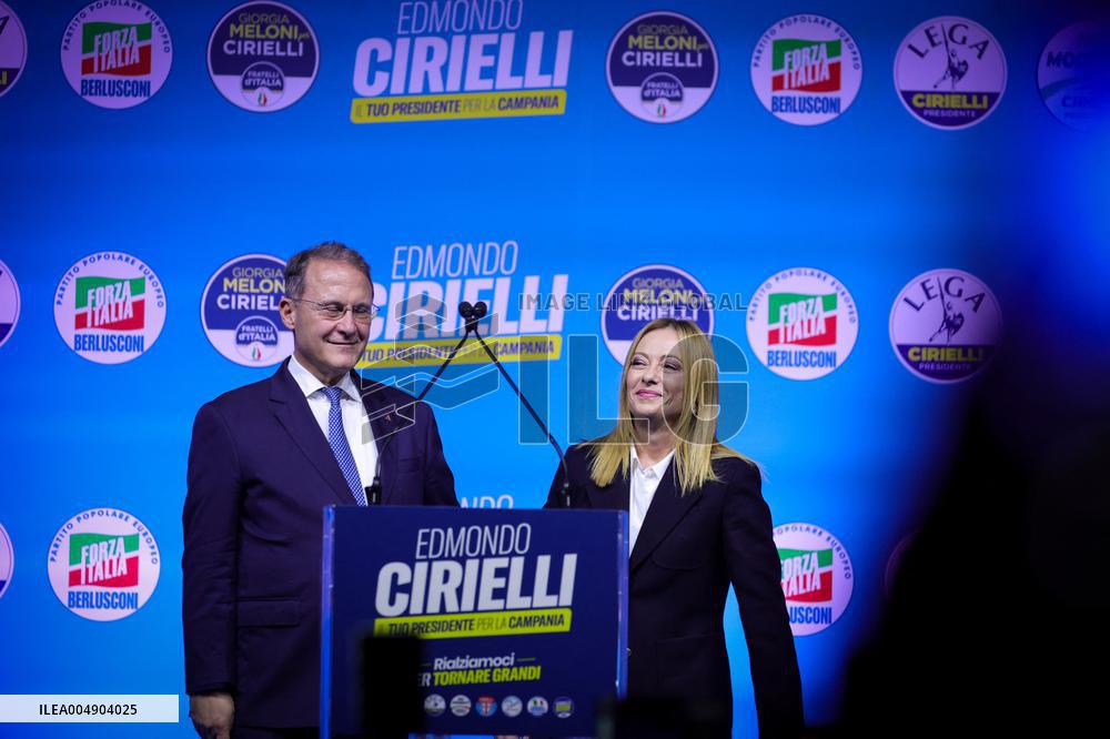 Campaign rally to support Campania regional candidate Edmondo Cirielli - Naples, Italy