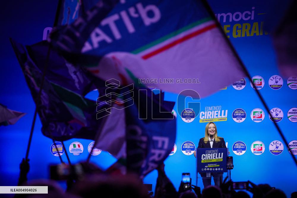 Campaign rally to support Campania regional candidate Edmondo Cirielli - Naples, Italy