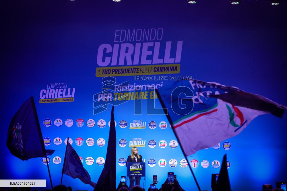Campaign rally to support Campania regional candidate Edmondo Cirielli - Naples, Italy