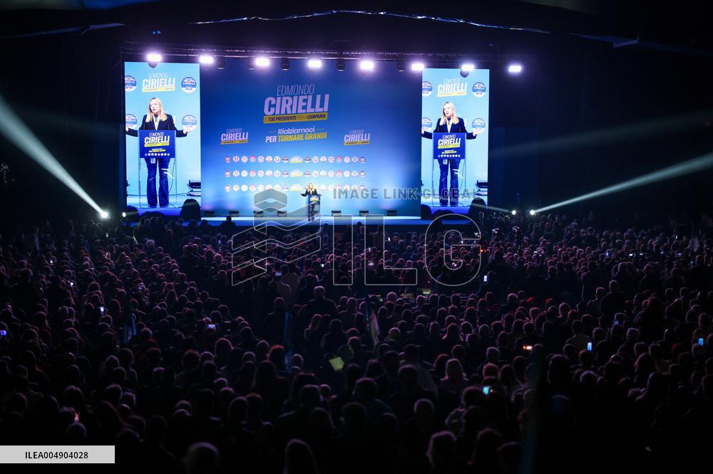 Campaign rally to support Campania regional candidate Edmondo Cirielli - Naples, Italy
