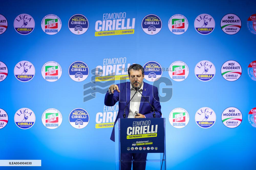 Campaign rally to support Campania regional candidate Edmondo Cirielli - Naples, Italy