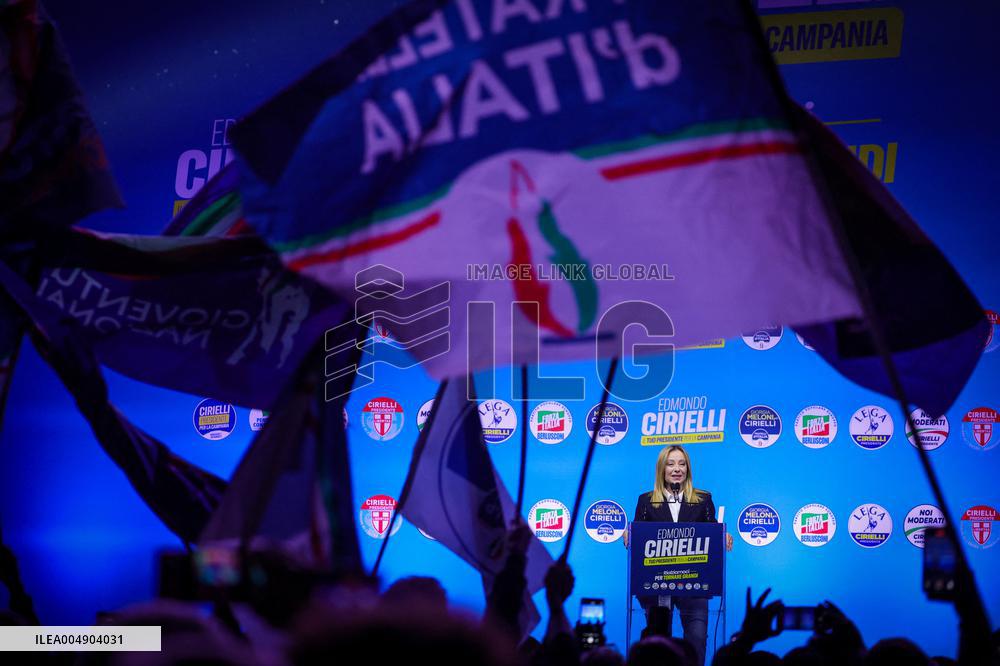 Campaign rally to support Campania regional candidate Edmondo Cirielli - Naples, Italy