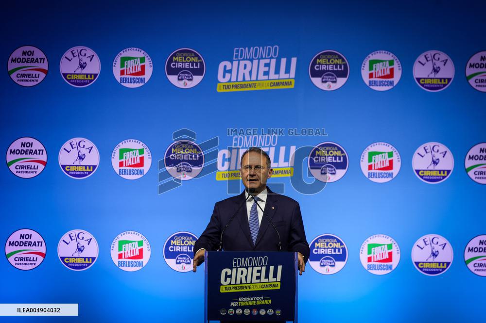 Campaign rally to support Campania regional candidate Edmondo Cirielli - Naples, Italy