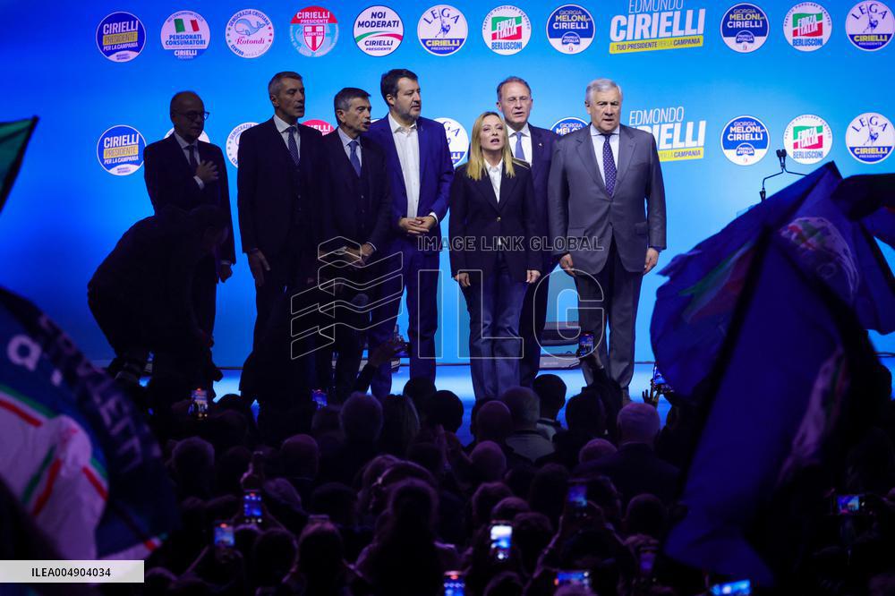 Campaign rally to support Campania regional candidate Edmondo Cirielli - Naples, Italy