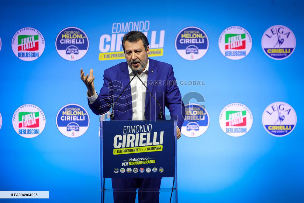 Campaign rally to support Campania regional candidate Edmondo Cirielli - Naples, Italy