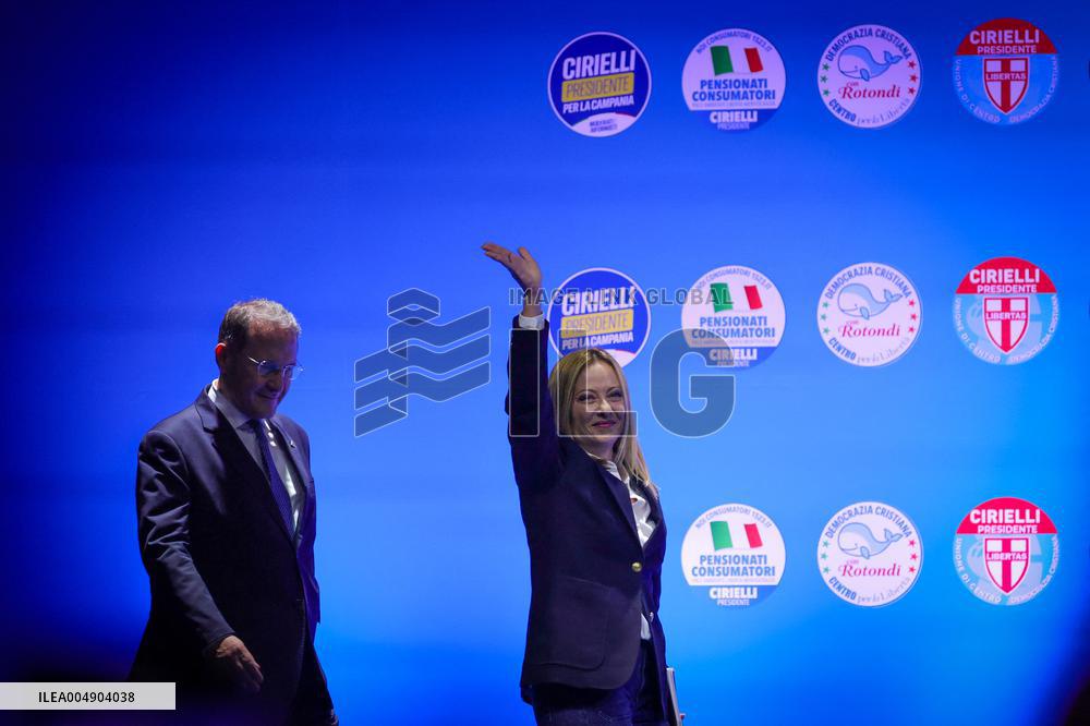 Campaign rally to support Campania regional candidate Edmondo Cirielli - Naples, Italy