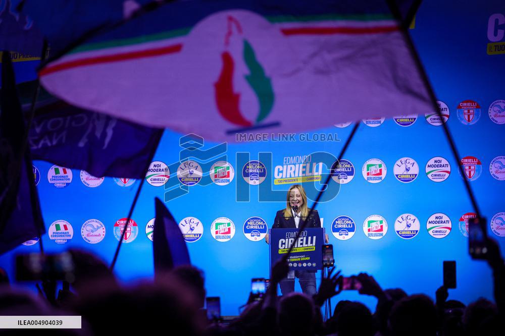 Campaign rally to support Campania regional candidate Edmondo Cirielli - Naples, Italy