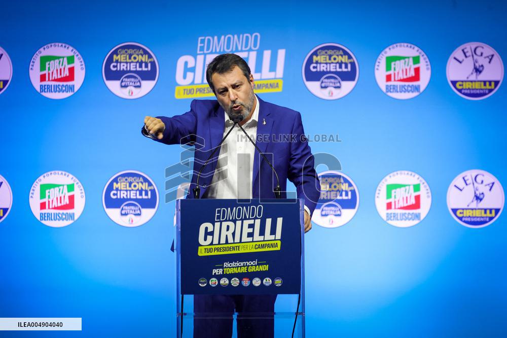 Campaign rally to support Campania regional candidate Edmondo Cirielli - Naples, Italy