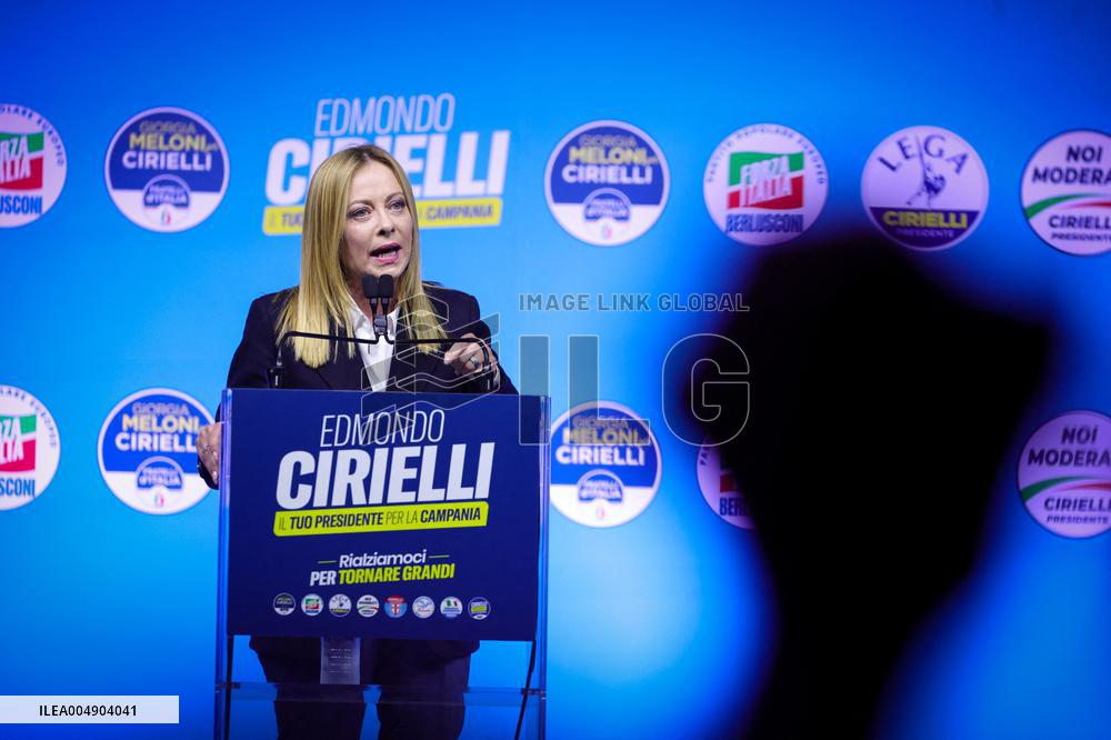 Campaign rally to support Campania regional candidate Edmondo Cirielli - Naples, Italy