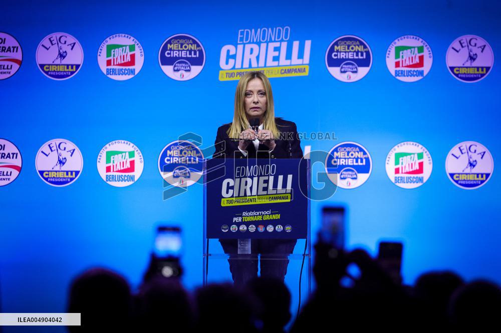 Campaign rally to support Campania regional candidate Edmondo Cirielli - Naples, Italy