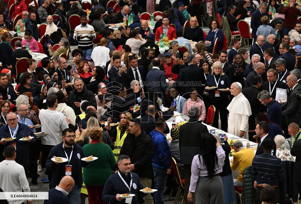 Pope Leo XIV Attends A Special Lunch With Indigent People - Vatican