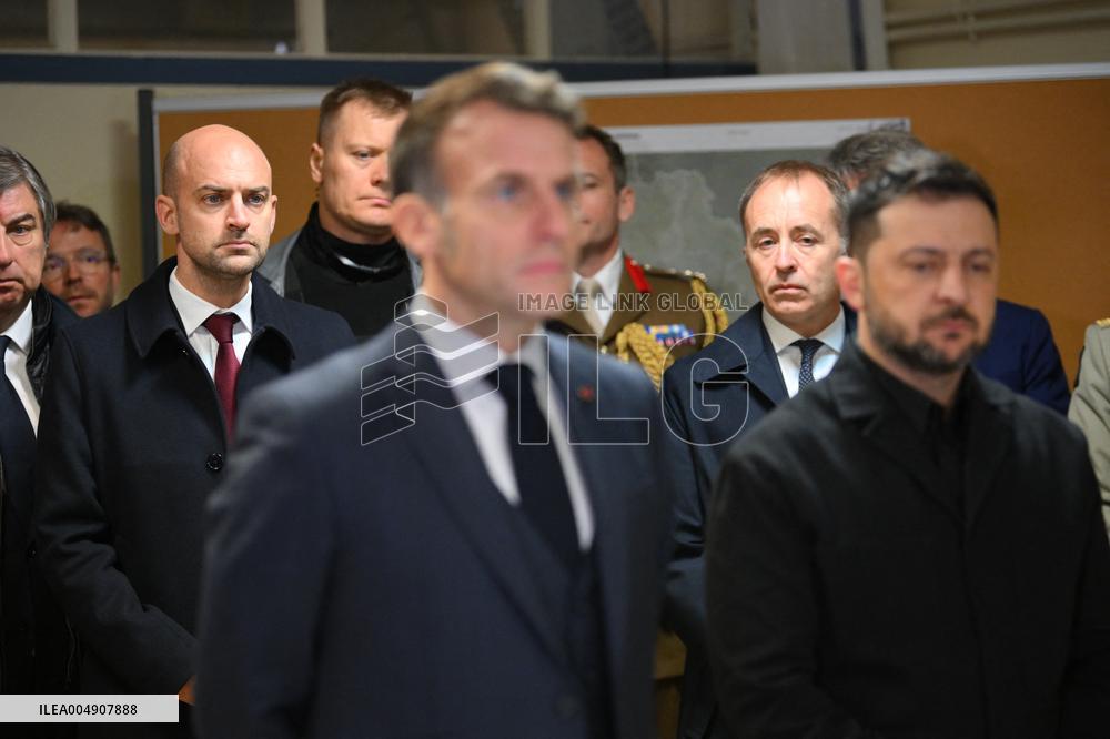 Macron and Zelensky at Headquarters of the Multinational Force Ukraine - Mont Valerien