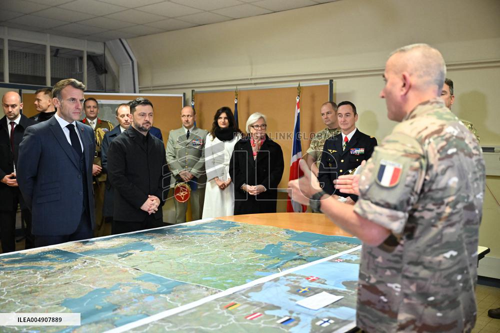 Macron and Zelensky at Headquarters of the Multinational Force Ukraine - Mont Valerien