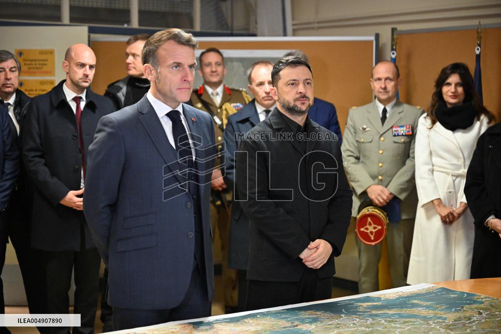 Macron and Zelensky at Headquarters of the Multinational Force Ukraine - Mont Valerien
