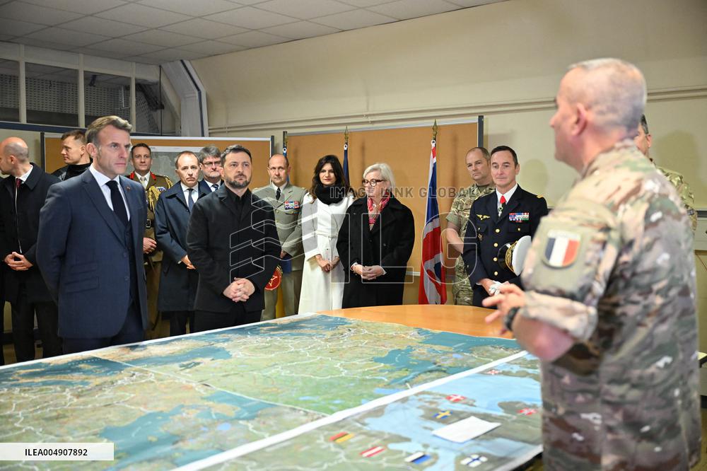 Macron and Zelensky at Headquarters of the Multinational Force Ukraine - Mont Valerien
