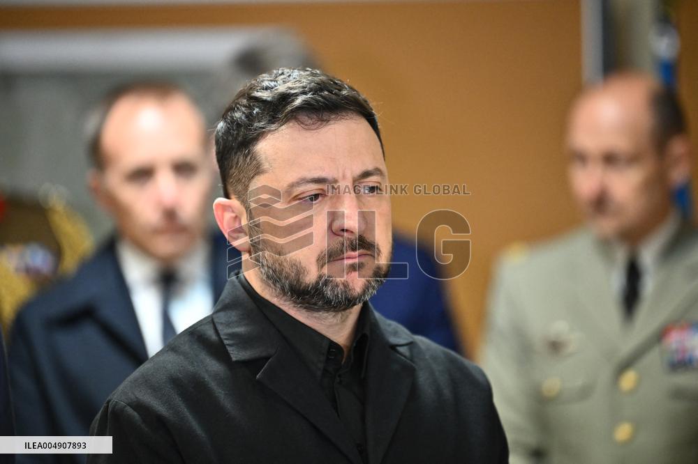 Macron and Zelensky at Headquarters of the Multinational Force Ukraine - Mont Valerien