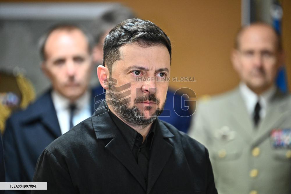 Macron and Zelensky at Headquarters of the Multinational Force Ukraine - Mont Valerien