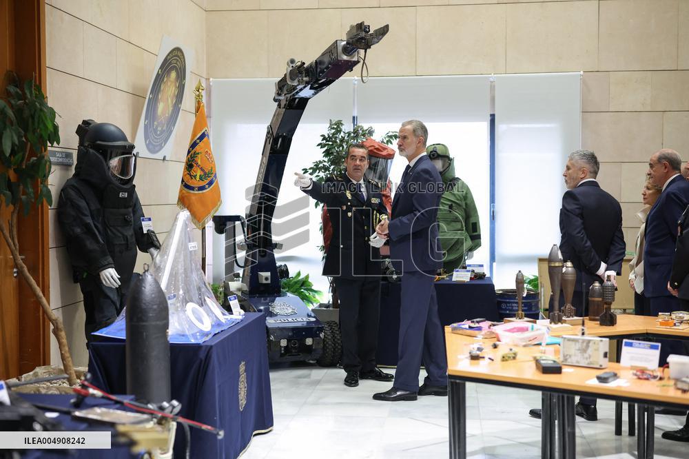 King Felipe VI At TEDAX NRBQ And Cybercrime Anniversaries - Madrid