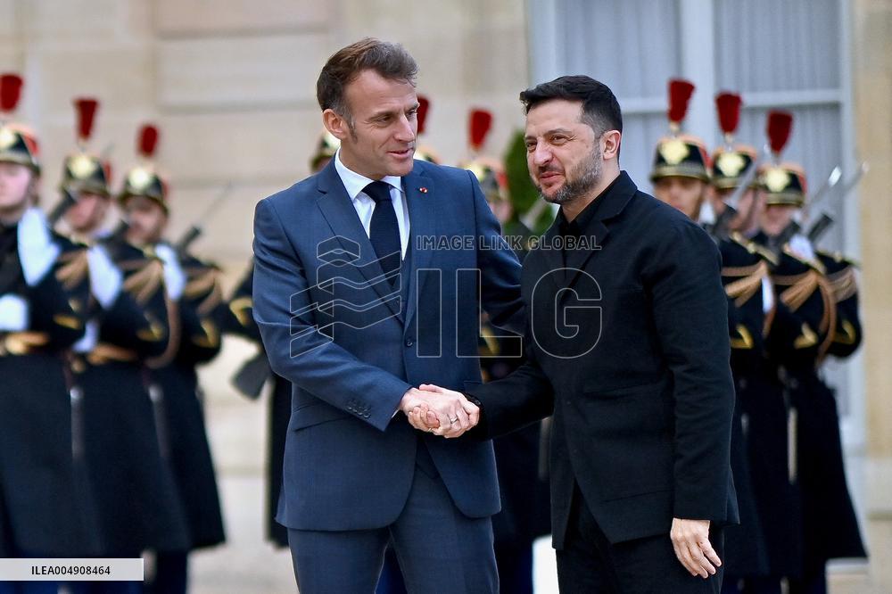Volodymyr Zelensky Arrives at the Elysee Palace - Paris