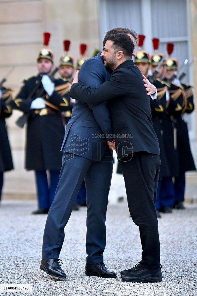 Volodymyr Zelensky Arrives at the Elysee Palace - Paris