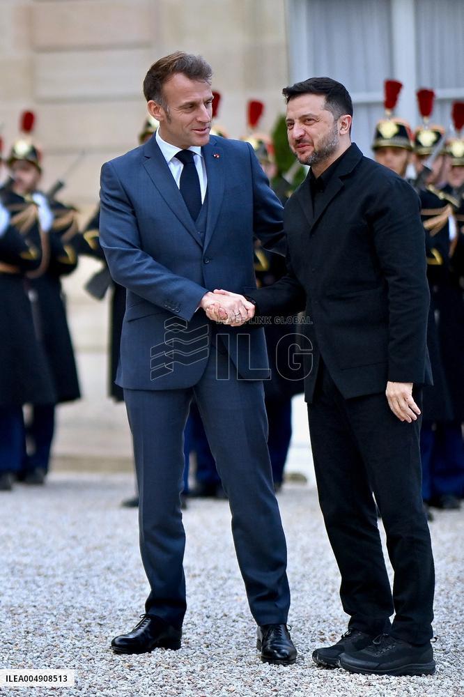 Volodymyr Zelensky Arrives at the Elysee Palace - Paris
