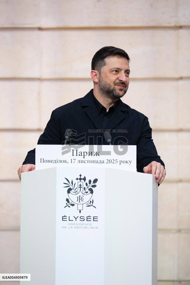 President Macron And President Zelensky Press Conference - Paris
