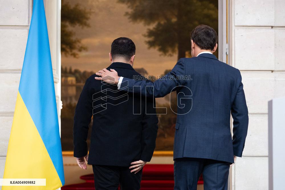 President Macron And President Zelensky Press Conference - Paris