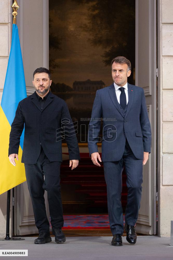President Macron And President Zelensky Press Conference - Paris