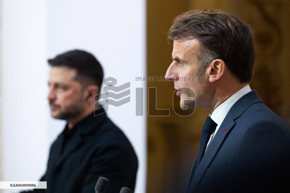 President Macron And President Zelensky Press Conference - Paris