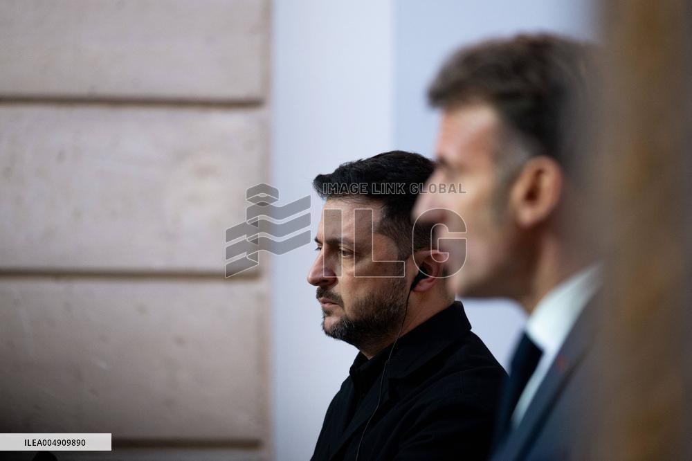 President Macron And President Zelensky Press Conference - Paris