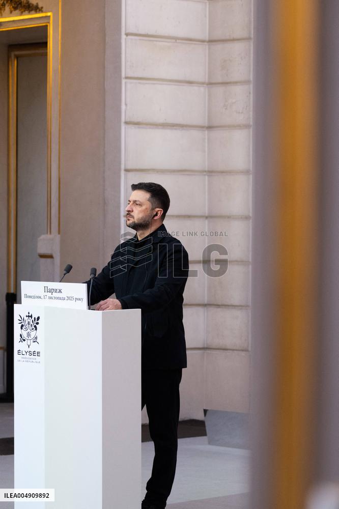 President Macron And President Zelensky Press Conference - Paris
