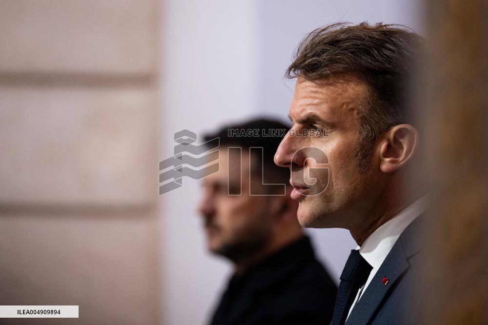 President Macron And President Zelensky Press Conference - Paris
