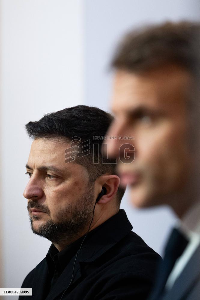 President Macron And President Zelensky Press Conference - Paris
