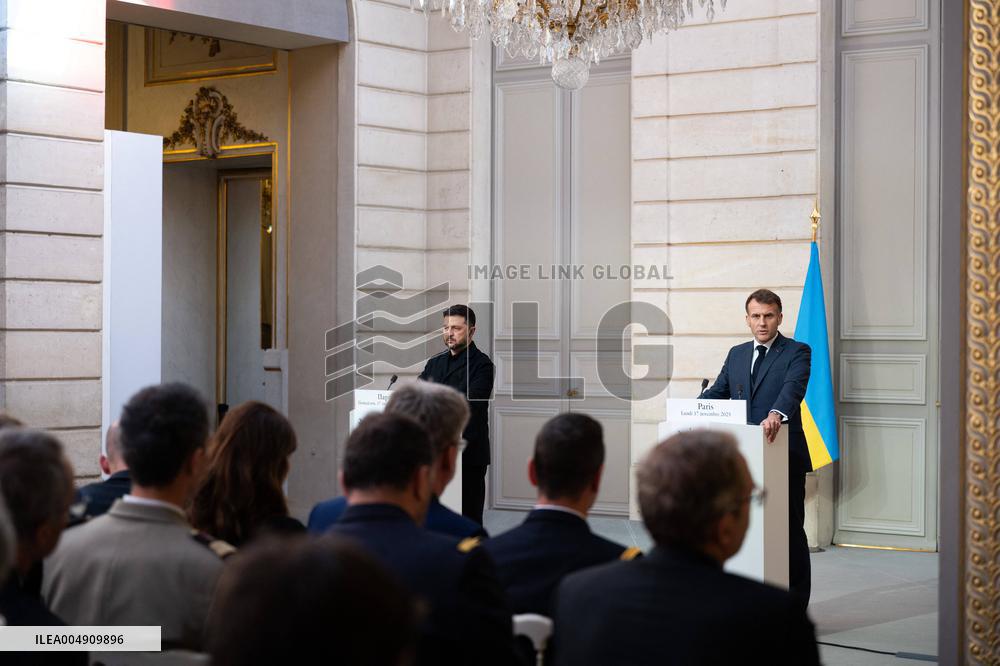 President Macron And President Zelensky Press Conference - Paris