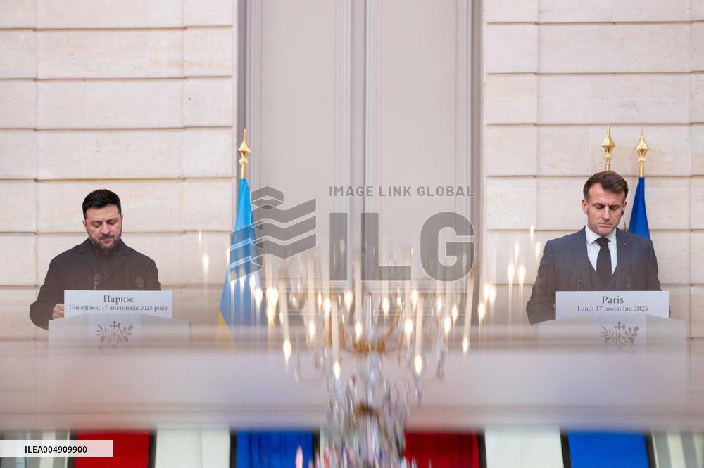 President Macron And President Zelensky Press Conference - Paris