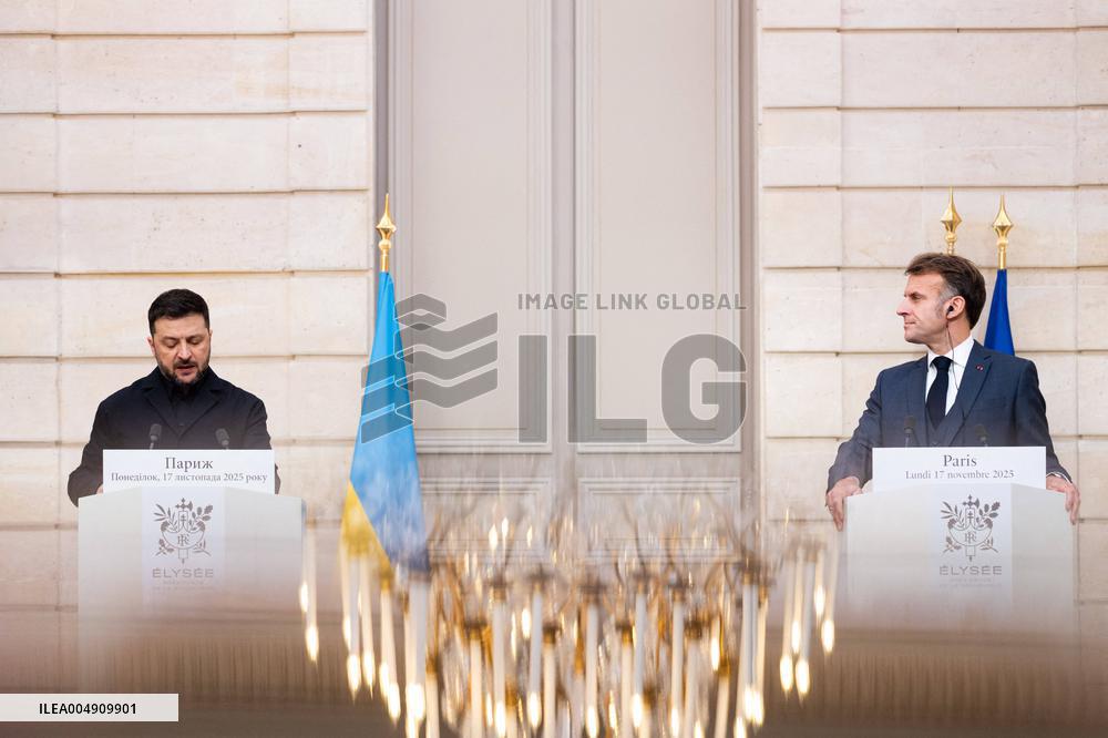 President Macron And President Zelensky Press Conference - Paris