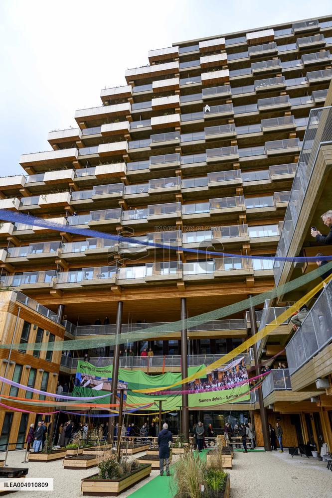 Queen Maxima Opens Circular Wooden Residential Building - Rotterdam