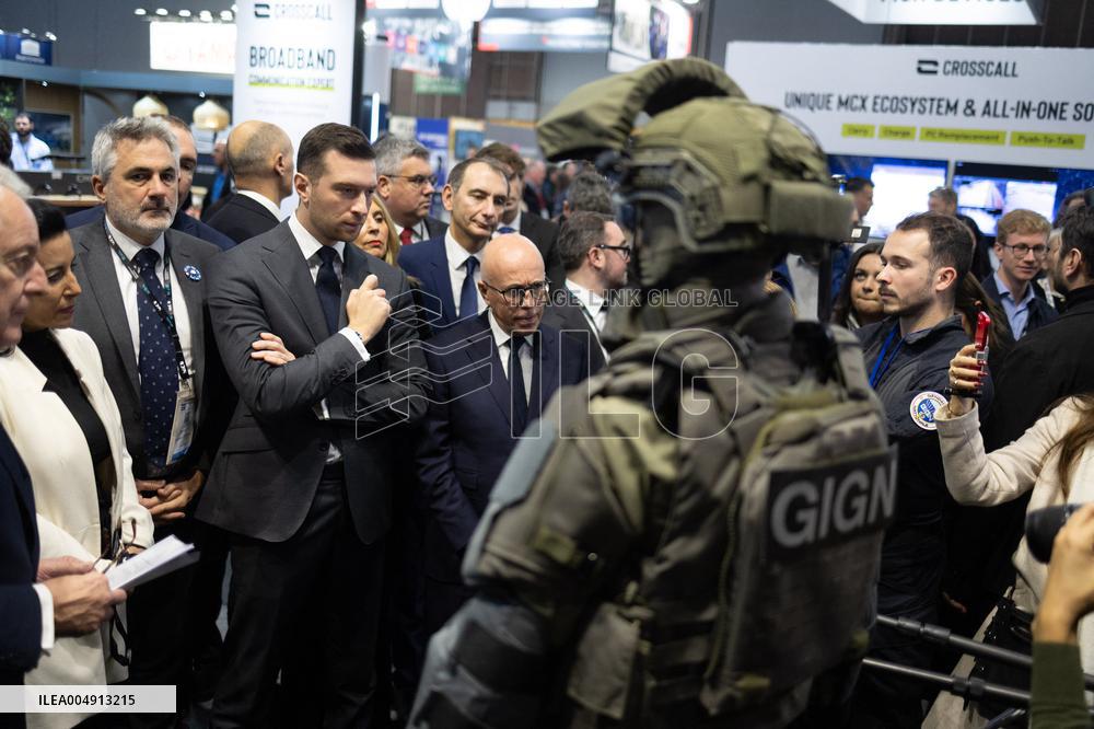 Jordan Bardella and Eric Ciotti visit MILIPOL Paris 2025 - Villepinte