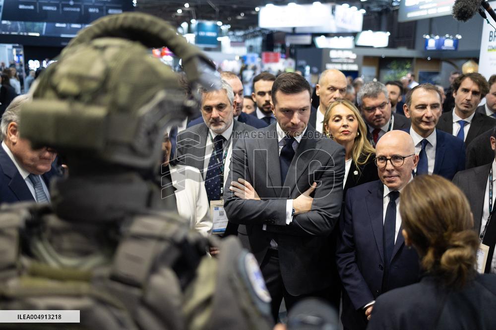 Jordan Bardella and Eric Ciotti visit MILIPOL Paris 2025 - Villepinte