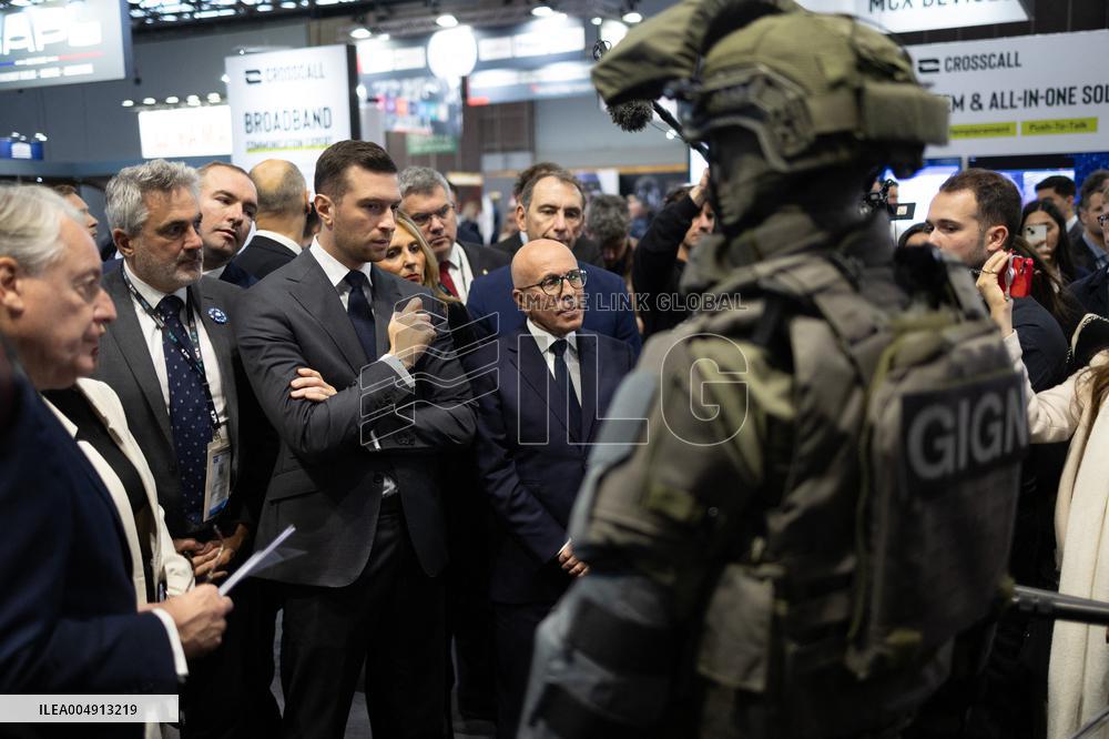 Jordan Bardella and Eric Ciotti visit MILIPOL Paris 2025 - Villepinte