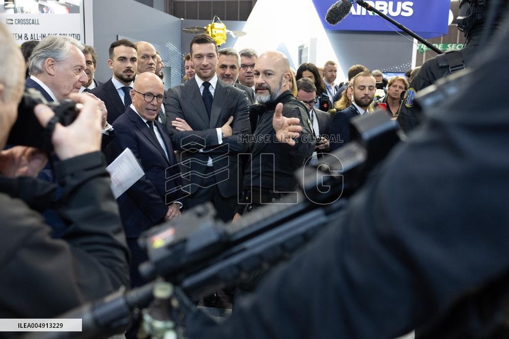 Jordan Bardella and Eric Ciotti visit MILIPOL Paris 2025 - Villepinte