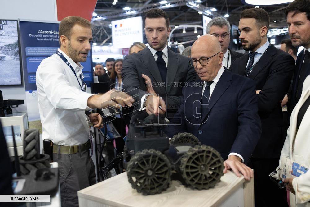 Jordan Bardella and Eric Ciotti visit MILIPOL Paris 2025 - Villepinte