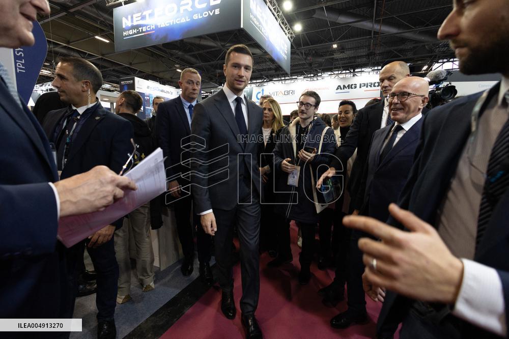 Jordan Bardella and Eric Ciotti visit MILIPOL Paris 2025 - Villepinte