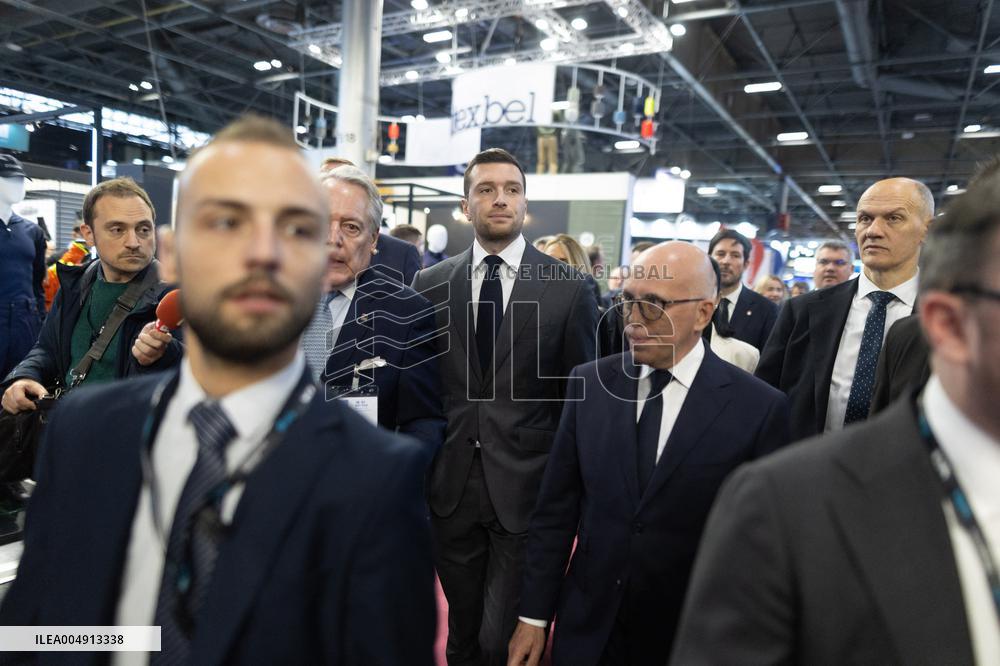 Jordan Bardella and Eric Ciotti visit MILIPOL Paris 2025 - Villepinte