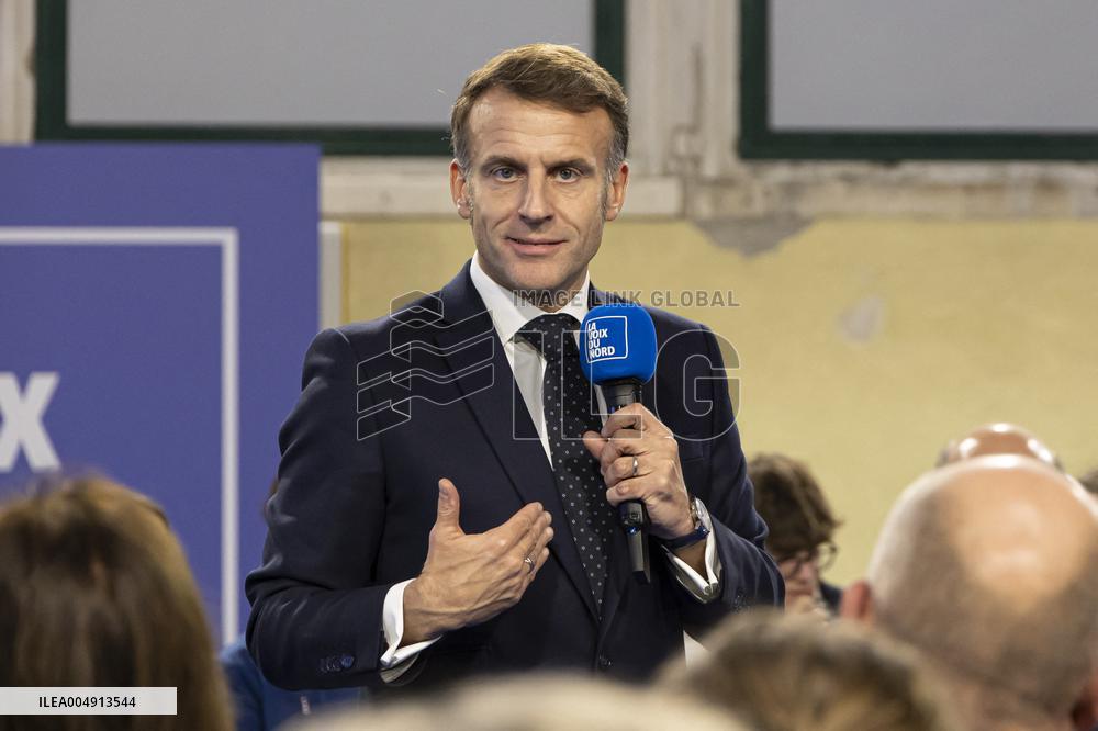 Macron Speaks to Readers of La Voix du Nord - Arras