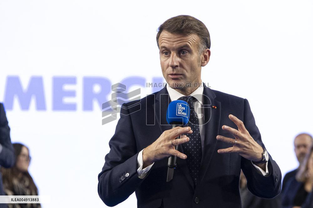 Macron Speaks to Readers of La Voix du Nord - Arras
