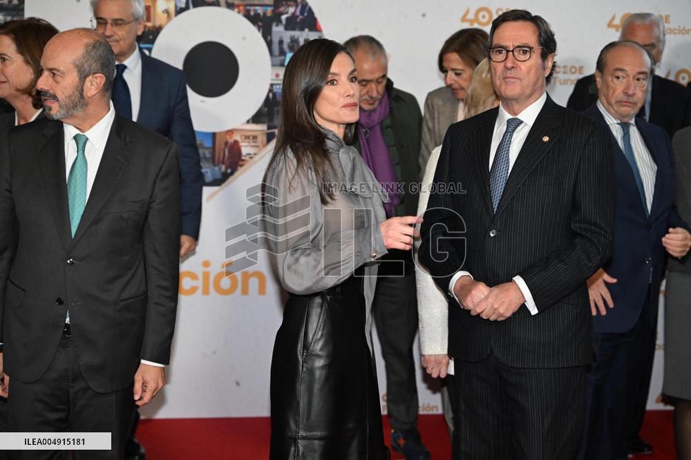 Queen Letizia At 40th Anniversary of Fundacion CEOE - Madrid