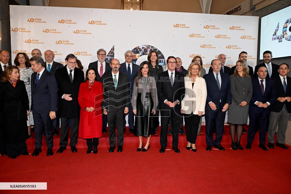 Queen Letizia At 40th Anniversary of Fundacion CEOE - Madrid