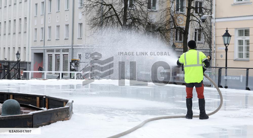 Ice rink preparations