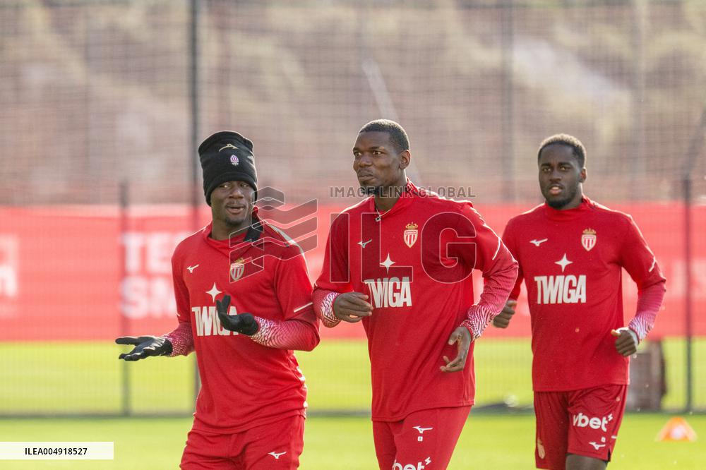 Paul Pogba During AS Monaco Training - La Turbie